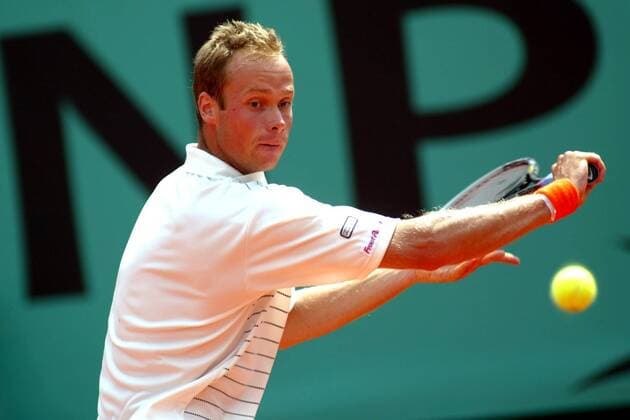 Martin Verkerk (Niederlande) - Rückhand Tennis Herren French Open 2003, Grand Slam, ATP-Tour, Halbfinale, Vdig Einzelbild Roland Garros Paris  