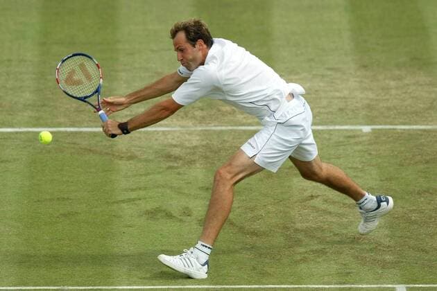 Greg Rusedski (England) - Rückhand Tennis Herren Samsung Open 2003, ATP-Tour, Vdig, Finale, Endspiel Einzelbild Nottingham Dynamik,