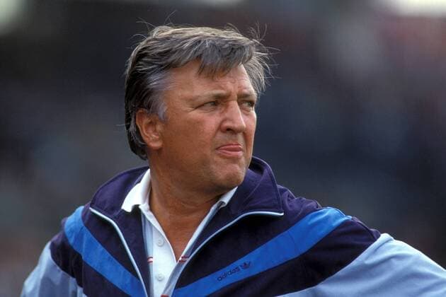 Trainer Otto Baric (Stuttgart) skeptisch Fußball 1. BL Herren Saison 1985 1986, VfB Stuttgart, Vdia Porträt Stuttgart Skepsis,