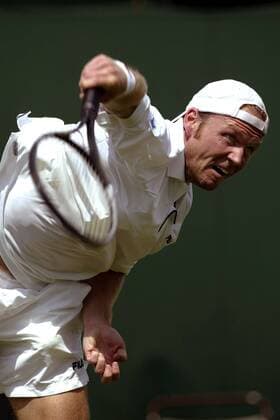 Rainer Schüttler (Deutschland) - Aufschlag Tennis Herren All England Championships 2003, Grand Slam, ATP-Tour, Einzelbild Wimbledon Dynamik,
