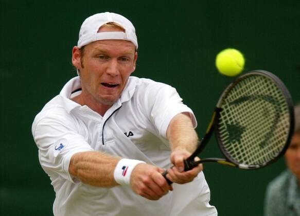 Rainer Schüttler (Deutschland) - beidhändige Rückhand Tennis Herren All England Championships 2003, Grand Slam, ATP-Tour Einzelbild Wimbledon London Dynamik,