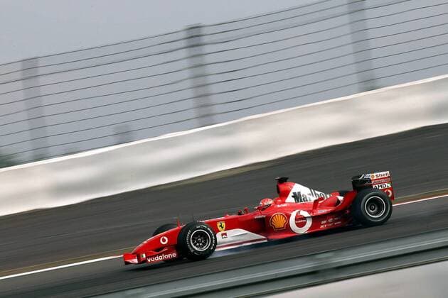 Michael Schumacher (Deutschland Ferrari) in seinem Boliden Motorsport Grand Prix Herren Großer Preis von Europa 2003, Formel 1 Weltmeisterschaft, F1, F, GP, WM Einzelbild Nürburgring Nürburg, Qualifying