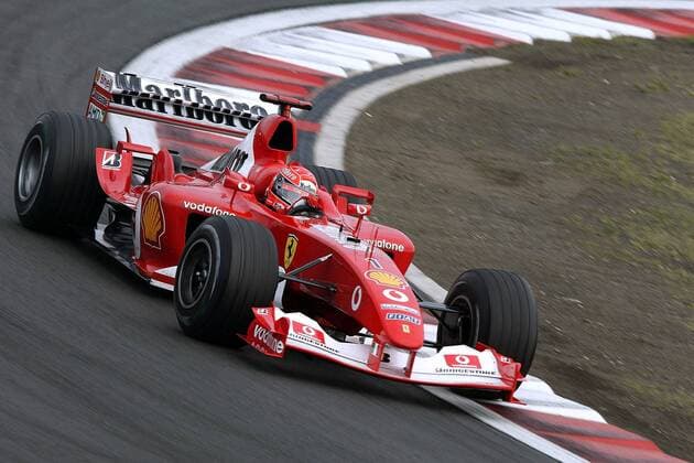Michael Schumacher (Deutschland Ferrari) in seinem Boliden Motorsport Grand Prix Herren Großer Preis von Europa 2003, Formel 1 Weltmeisterschaft, F1, F, GP, WM Einzelbild Nürburgring Nürburg, Qualifying