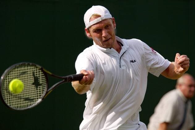 Rainer Schüttler (Deutschland) - Vorhand Tennis Herren All England Championships 2003, Grand Slam, ATP-Tour, Einzelbild Wimbledon London Dynamik,