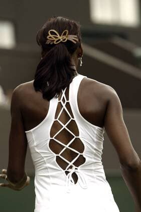 Venus Williams (USA) setzt mit ihrem Outfit wieder Trends Tennis Damen All England Championships 2003, Grand Slam, WTA-Tour, Einzelbild Wimbledon London