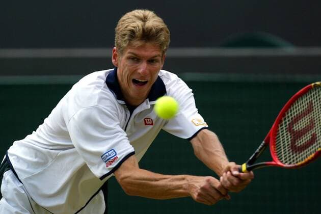 Alexander Popp (Deutschland) - beidhändige Rückhand Tennis Herren All England Championships 2003, Grand Slam, ATP-Tour, Einzelbild Wimbledon London Dynamik,