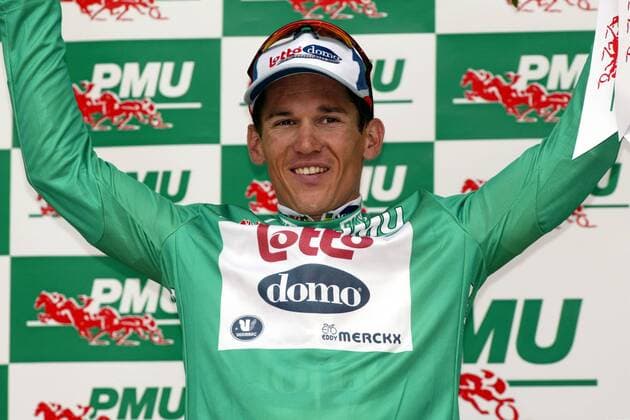 Robbie Mc Ewen (Australien Lotto Domo) im grünen Trikot Radsport Herren Tour de France 2003, Rad, Straße, Straßenradsport, Einzelbild 1. Etappe Saint Denis Montgeron - Meaux Freude,