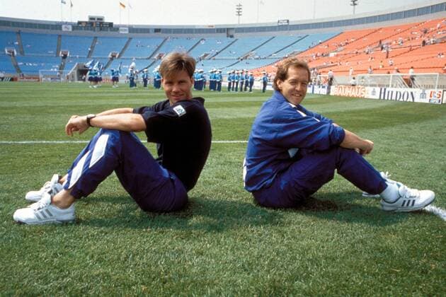 Eric Wynalda (li.) und Tom Dooley (beide USA) Fußball Herren Nationalmannschaft 1993, Nationalteam, Vdia Gruppe San Francisco