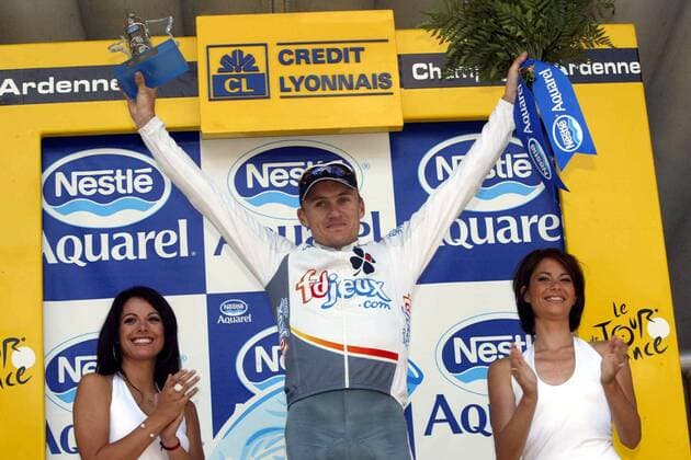 Etappensieger Baden Cooke (Australien Francaise des Jeux) Radsport Herren Tour de France 2003, Rad, Straße, Straßenradsport, Gruppe 2. Etappe La Ferte-sous-Jouarre - Sedan Freude,  