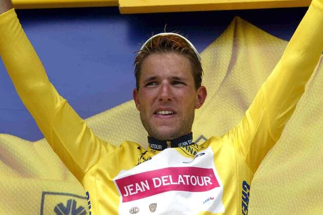 Jean-Patrick Nazon (Frankreich Jean Delatour) eroberte das Gelbe Trikot Radsport Herren Tour de France 2003, Straßenradsport, Rad, Straße, 3. Etappe Sedan - Saint-Dizier, Vdig Porträt Saint-Dizier Freude,  