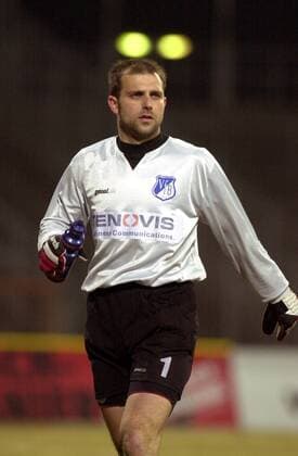 Torwart Gunnar Grundmann (VfB Leipzig) Fußball Herren NOFV Oberliga Nordost Staffel Süd 2002 2003, 4. Liga, Dresden - VfB Leipzig 0:2 Einzelbild Dresden
