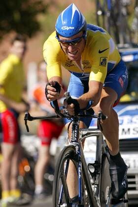 Lance Armstrong (USA US Postal) Radsport Herren Tour de France 2003, Straßenradsport, Straße, Rad, Einzelzeitfahren, Zeitfahren Einzelbild 12. Etappe Gaillac - Cap Decouverte Anstrengung,