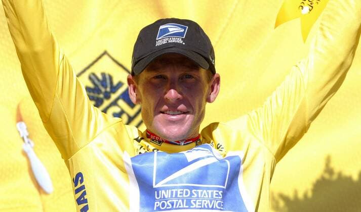 Lance Armstrong (USA US Postal) wieder in Gelb Radsport Herren Tour de France 2003, Straßenradsport, Straße, Rad, Einzelzeitfahren, Zeitfahren Einzelbild 12. Etappe Gaillac - Cap Decouverte