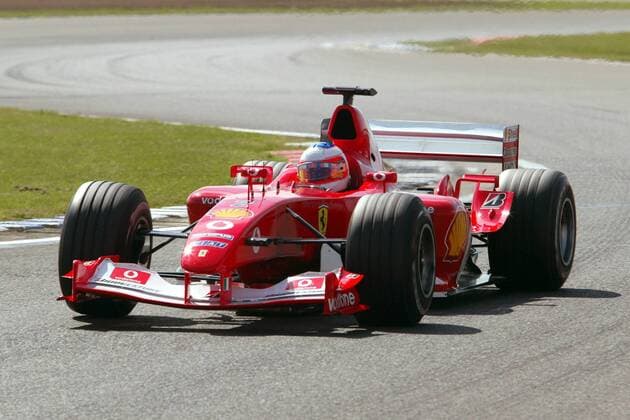 Rubens Barrichello (Brasilien Ferrari) in seinem Boliden Motorsport Grand Prix Herren Großer Preis von England 2003, Formel 1 Weltmeisterschaft, F1, F, GP, WM, Qualifying Einzelbild Silverstone
