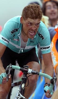 Jan Ullrich (Deutschland Team Bianchi) kämpferisch Radsport Herren Tour de France 2003, Straßenradsport, Straße, Rad Einzelbild 15. Etappe: Bagneres de Bigorre - Luz Ardiden Anstrengung, Kampf, Erschöpfung