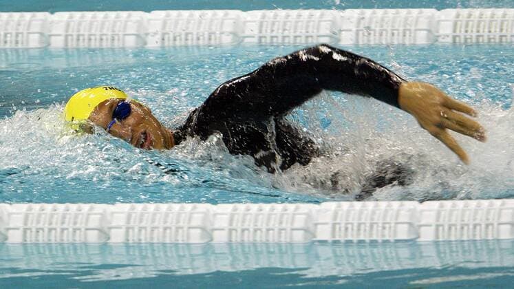 Ian Thorpe (Australien) Schwimmen WM Herren Weltmeisterschaft 2003, Schwimmsport, Einzelbild Barcelona Dynamik,