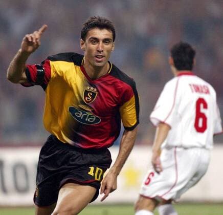 Hakan Sükür (Galatasaray) - Torjubel Fußball EC 1 Herren Champions League Qualifikation 2003 2004, Galatasaray Istanbul - ZSKA Sofia 3:0, CSKA, Vdig Einzelbild Istanbul Freude,