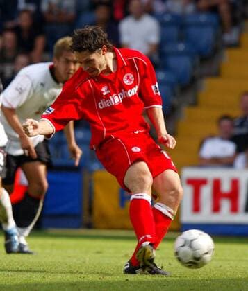 Malcolm Christie (Middlesbrough) zieht ab Fußball Herren English Premier League 2003 2004, 1. Englische Liga, FC Fulham - FC Middlesbrough 3:2 Einzelbild London Dynamik,