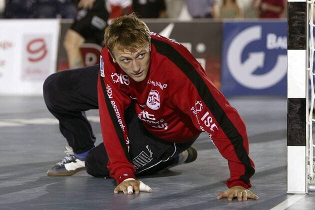 Torwart Steinar Ege (Gummersbach) am Boden Handball 1. BL Herren Bundesligacup 2003 2004, Liga-Cup, Ligacup, Ligapokal, VfL Gummersbach Einzelbild