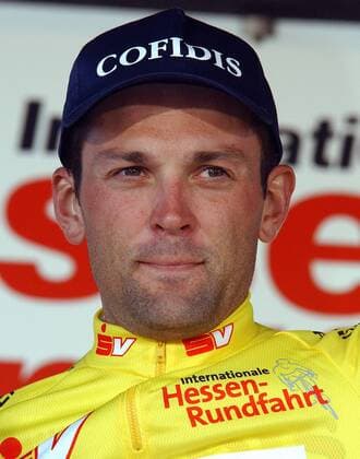 Cedric Vasseur (Frankreich Cofidis) im gelben Trikot des Gesamtführenden Radsport Herren Internationale Hessen-Rundfahrt 2003, Hessenrundfahrt, Straßenradsport, Rad, Straße, Vdig Porträt 4. Etappe: Battenberg - Wetzlar Wetzlar