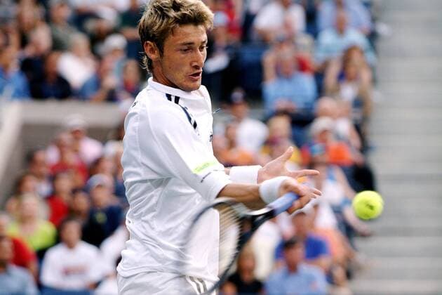 Juan Carlos Ferrero (Spanien) - Vorhand Tennis Herren US Open 2003, Grand Slam, ATP-Tour, Finale, Endspiel Einzelbild Flushing Meadow, Meadows New York Dynamik,