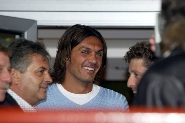 Paolo Maldini (Milan) nur als Zuschauer im Stadion Fußball Herren Serie A 2003 2004, 1. Italienische Liga, AC Mailand Porträt Mailand