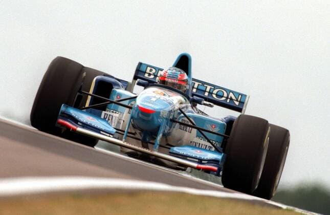 Michael Schumacher (Deutschland Benetton) in seinem Rennwagen Motorsport Grand Prix Herren Großer Preis von England 1995, Formel 1 Weltmeisterschaft, F1, F, GP, WM, Einzelbild Silverstone