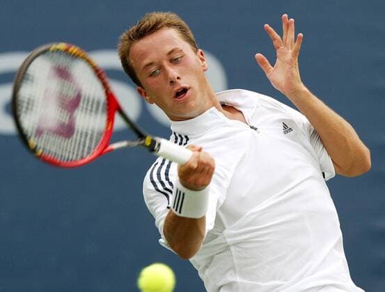 Philipp Kohlschreiber (Deutschland) - Vorhand Tennis Herren US Open 2003, Grand Slam, ATP-Tour, Flushing Meadow, Meadows, Einzelbild New York Dynamik,
