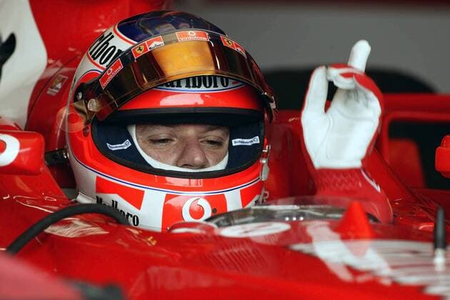 Rubens Barrichello (Brasilien Ferrari) im Cockpit seines Boliden Motorsport Grand Prix Herren Großer Preis von Japan 2003, Formel 1 Weltmeisterschaft, F1, F, GP, WM, Qualifying Einzelbild International Racing Course Suzuka