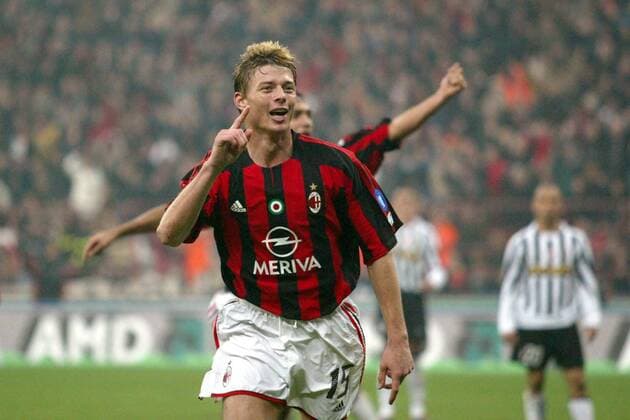 Torschütze Jon Dahl Tomasson (Milan) - Torjubel Fußball Herren Serie A 2003 2004, 1. Italienische Liga, AC Mailand Einzelbild Mailand Freude,