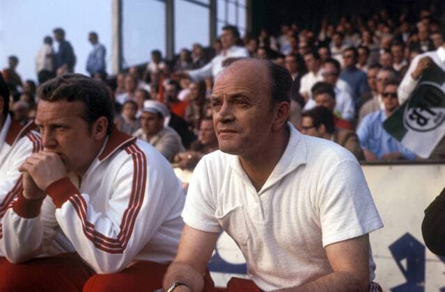 Fußball, Trainerhistorie, Rot-Weiß Oberhausen Trainer Alfred Preißler (re.) und Co-Trainer Karl-Heinz Feldkamp (beide Oberhausen) Fußball 1. BL Herren DEUTSCHSPRACHIGE SPORTZEITSCHRIFTEN UND -ZEITUNGEN NUR NACH RÜCKSPRACHE, Saison 1969 1970 Gruppe Oberhausen