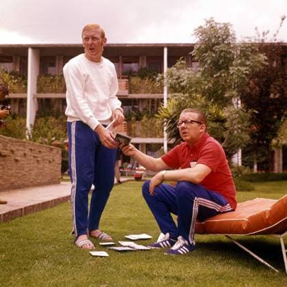 Karl-Heinz Schnellinger (li.) und DFB-Präsident Hermann Neuberger (beide BR Deutschland) Fußball WM Herren DEUTSCHSPRACHIGE SPORTZEITSCHRIFTEN UND -ZEITUNGEN NUR NACH RÜCKSPRACHE, Weltmeisterschaft 1970, BRD Gruppe Nationalmannschaft, Nationalteam Leon