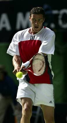 Marat Safin (Rußland) - beidhändige Rückhand Tennis Herren Australian Open 2004, Grand Slam, ATP-Tour, Vdig Einzelbild Melbourne Dynamik,