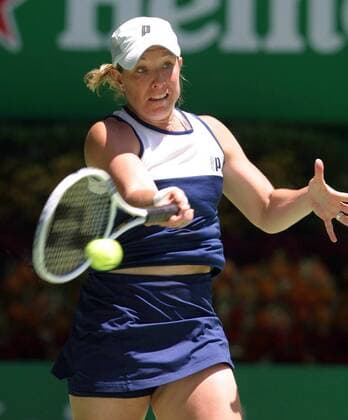 Lisa Raymond (USA) - Vorhand Tennis Damen Australian Open 2004, Grand Slam, WTA-Tour, Einzelbild Melbourne Dynamik,