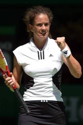 Patty Schnyder (Schweiz) - Jubel Tennis Damen Australian Open 2004, Grand Slam, WTA-Tour Einzelbild Melbourne Freude,