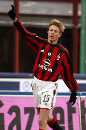 Jon Dahl Tomasson (Milan) - Torjubel Fußball Herren Serie A 2003 2004, 1. Italienische Liga, AC Mailand Einzelbild Mailand Freude,