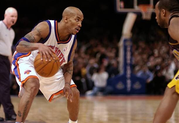 Stephon Marbury (New York Knicks) am Ball Basketball Herren NBA 2003 2004, New York Knicks Einzelbild New York Dynamik,