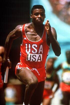 Carl Lewis (USA) Leichtathletik OS Sommer Herren Olympische Spiele 2008, Sommerspiele , LA, L.A. Einzelbild Los Angeles Dynamik,