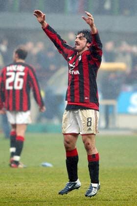 Gennaro Gattuso (Milan) - Schlussjubel Fußball Herren Serie A 2003 2004, 1. Italienische Liga, AC Mailand Einzelbild Mailand Freude,