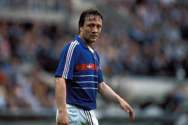 Bernard Lacombe (Frankreich) Fußball EM Herren DEUTSCHSPRACHIGE SPORTZEITSCHRIFTEN UND -ZEITUNGEN NUR NACH RÜCKSPRACHE, Europameisterschaft 1984 Einzelbild Paris