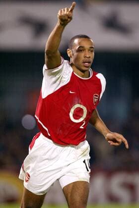 Thierry Henry (Arsenal) - Torjubel Fußball EC 1 Herren Champions League 2003 2004, Achtelfinale, Vigo - Arsenal FC London 2:3, Einzelbild Vigo Freude,  