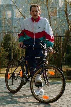 Ryszard Szurkowski (Polen) mit einem Mountainbike - NOT TO BE PUBLISHED IN POLAND Radsport Herren Straßenradsport 1997, Straße, Rad, Einzelbild Warschau