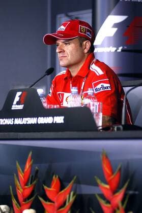 Rubens Barrichello (Brasilien Ferrari) während der Pressekonferenz Motorsport Grand Prix Herren Großer Preis von Malaysia 2004, Formel 1 Weltmeisterschaft, F1, F, GP, WM, Vdig Einzelbild Sepang Kuala Lumpur