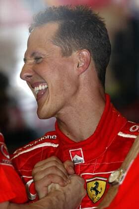 Michael Schumacher (Deutschland Ferrari) freut sich über den die Pole Position zum GP Malaysia 2004 Motorsport Grand Prix Herren Großer Preis von Malaysia 2004, Formel 1 Weltmeisterschaft, F1, F, GP, WM Einzelbild Sepang Kuala Lumpur Freude, Begeisterung,