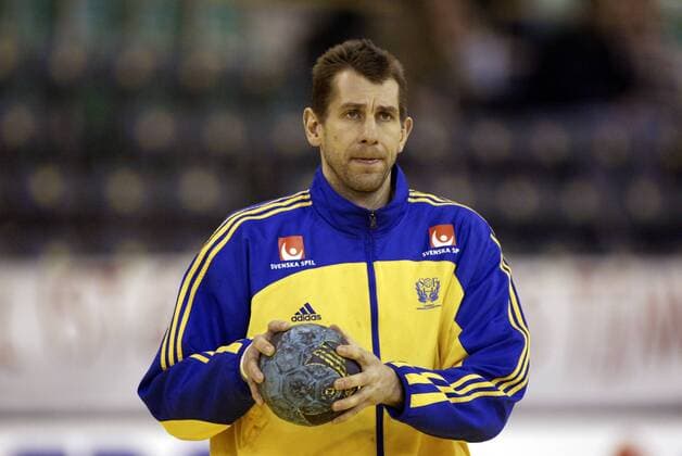 Magnus Wislander (Schweden) am Ball Handball EM Herren Europameisterschaft 2004, Nationalmannschaft, Nationalteam, Länderspiel, Vdig Einzelbild Ljubljana