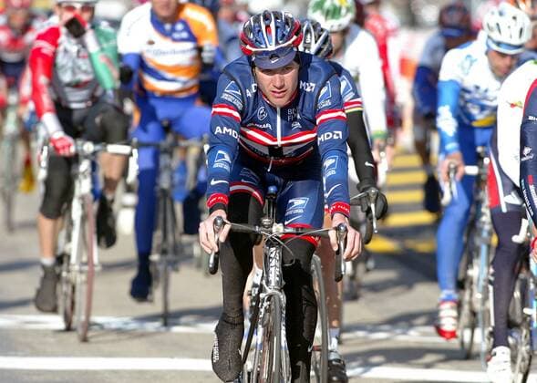 David Zabriskie (USA US Postal Service) Radsport Herren Paris - Nizza 2004, Straßenradsport, Straße, Rad, 5. Etappe, Vdig Einzelbild Le Puy en Velay - Rasteau