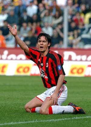 Filippo Inzaghi (Milan) beschwert sich lautstark Fußball Herren Serie A 2003 2004, 1. Italienische Liga, Modena - AC Mailand 1:1, Vdig Einzelbild Modena Enttäuschung