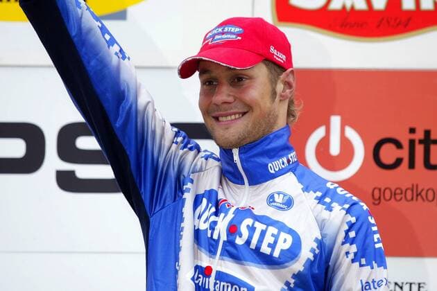 Tom Boonen (Belgien Quick Step-Davitamon) siegt bei Gent - Wevelgem 2004 Radsport Herren Gent - Wevelgem 2004, Straßenradsport, Straße, Rad, Vdig Einzelbild Wevelgem Freude,