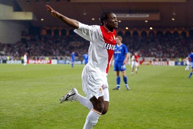 Shabani Nonda (Monaco) - Torjubel Fußball EC 1 Herren Champions League 2003 2004, Halbfinale, AS Monaco, Einzelbild Monaco Freude,  