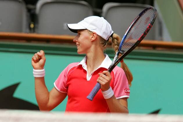 Elena Dementieva (Rußland) - Siegesjubel Tennis Damen French Open 2004, Grand Slam, WTA-Tour, Halbfinale, Vdig Einzelbild Roland Garros Paris Freude,  